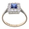 9ct Yellow Gold Created Sapphire And Cubic Zirconia Cluster Ring