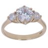 9ct Yellow Gold Cubic Zirconia Three Stone Ring