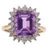18ct Yellow Gold 0.50ct Brilliant Cut Diamond and Amethyst Cluster Ring