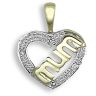 9ct Yellow Gold 0.02ct Diamond Heart / Mum Pendant