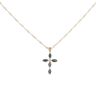9ct Yellow Gold 0.01ct Diamond and Sapphire Cross Pendant and Chain 18"