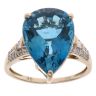 9ct Yellow Gold 0.15ct Brilliant Cut Diamond and Blue Topaz Fancy Ring