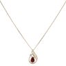 9ct Yellow Gold 0.01ct Diamond and Garnet Pendant and Chain 16"