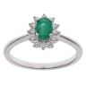 18ct White Gold 0.22ct Diamond and Emerald Cluster Ring