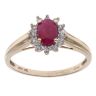 9ct Yellow Gold 0.10ct Diamond and Ruby Cluster Ring