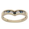 9ct Yellow Gold Sapphire And Cubic Zirconia Wishbone Ring