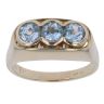 9ct Yellow Gold Aquamarine Three Stone Fancy Ring