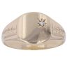 9ct Yellow Gold 0.01ct Diamond Patterned Signet Ring