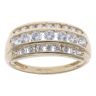 14ct Yellow Gold Cubic Zirconia Three Row Signet Ring