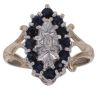 9ct Yellow Gold 0.10ct Diamond and Sapphire Cluster Ring