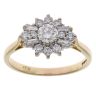 18ct Yellow Gold 0.75ct Brilliant And Baguette Cut Diamond Cluster Ring