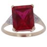 9ct Yellow Gold 0.01ct Brilliant Cut Diamond and Created Ruby Single Stone Ring