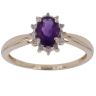 9ct Yellow Gold 0.05ct Diamond and Amethyst Cluster Ring