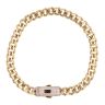 14ct Yellow Gold Monaco Classic Pave Lock Curb Bracelet 7.5"