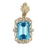 14ct Yellow Gold Blue Topaz and Cubic Zirconia Pendant