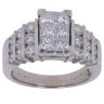 14ct White Gold 2.00ct Princess and Brilliant Cut Diamond Cluster Ring