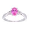 9ct White Gold Pink Sapphire and Diamond Oval Ring