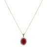 9ct Yellow Gold 0.02ct Diamond and Created Ruby Pendant and Chain 18"