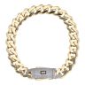 14ct Yellow Gold Monaco Classic Pave Lock Curb Bracelet 9"