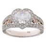 14ct White And Rose Gold 3.00ct Heart And Brilliant Cut Diamond Cluster Ring