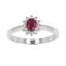 9ct White Gold Diamond And Ruby Oval Cluster Ring by Anya Belle