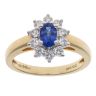18ct Yellow Gold 0.46ct Brilliant Cut Diamond and Sapphire Cluster Ring