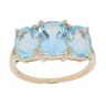 9ct Yellow Gold Blue Topaz Three Stone Ring