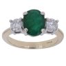 9ct Yellow Gold 0.80ct Brilliant Cut Diamond and Oval Emerald Three Stone Ring