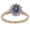18ct Yellow Gold 0.10ct Diamond and Sapphire Cluster Ring