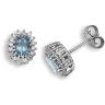 9ct White Gold 0.25ct Diamond & Blue Topaz Stud Earrings