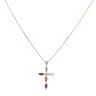 9ct Yellow Gold 0.01ct Diamond and Multi Gemstone Cross Pendant and Chain 18"