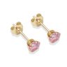 9ct Yellow Gold Pink Cubic Zirconia Stud Earrings 4mm