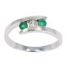 9ct White Gold Emerald & 0.15cts Diamond 3 Stone Ring by Anya Belle