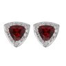 18ct White Gold 0.25ct Brilliant Cut Diamond and Garnet Cluster Earrings