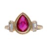 Children's 14ct Yellow Gold Cubic Zirconia And Red Gemstone Ring