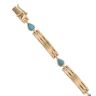 14ct Yellow Gold Turquoise Fancy Bracelet 7.5"