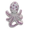 18ct White Gold 2.50-3.50ct Brilliant Cut Diamond, Pink Sapphire and Green Gemstone Octopus Ring