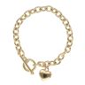 9ct Yellow Gold T-Bar Heart Lariat Belcher Bracelet 7.5"