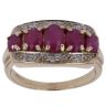 9ct Yellow Gold 0.05ct Diamond and Ruby Three Row Ring