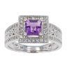 9ct White Gold Diamond and Amethyst Ring by Anya Belle