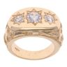 9ct Yellow Gold Three Stone Cubic Zirconia Signet Ring