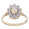 9ct Yellow Gold Cubic Zirconia and Opal Cluster Ring