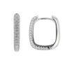 Silver Cubic Zirconia Rectangular Hoop Earrings by Icesia