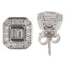 9ct White Gold 0.70ct Brilliant and Baguette Cut Diamond Cluster Earrings