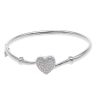 Silver Cubic Zirconia Pave Heart Bangle