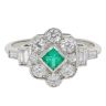 Platinum 0.20cts Diamond And Emerald Cluster Ring
