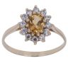 9ct Yellow Gold Cubic Zirconia and Citrine Flower Cluster Ring