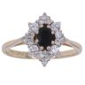 9ct Yellow Gold Cubic Zirconia and Sapphire Cluster Ring