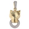 14ct Yellow Gold Monaco Cubic Zirconia Panther Head Pendant