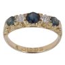 18ct Yellow Gold 0.20ct Old Cut Diamond and Sapphire Ring
